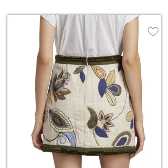 Veronica Beard Inga Sz 8- 10 Skirt EMBROIDERED Mini Beaded Oyster 100% Silk NWT - Picture 3 of 16